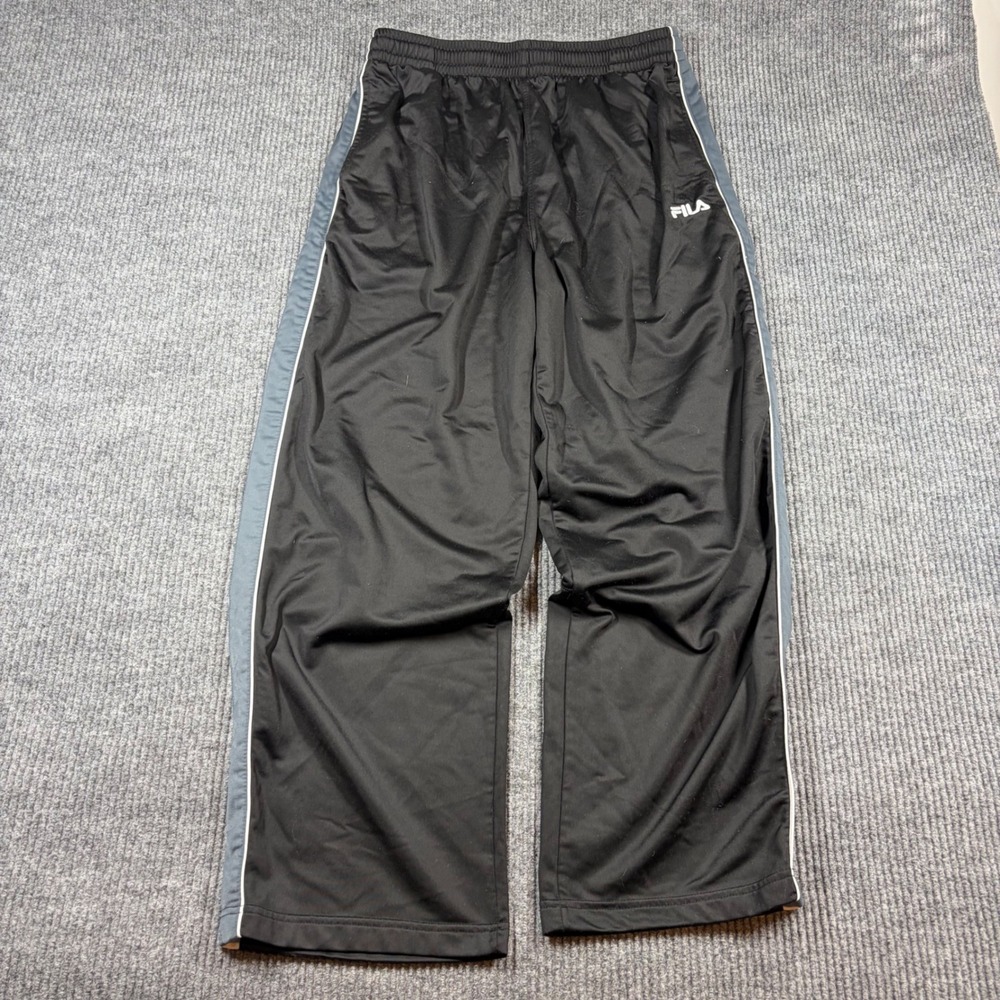 Vintage Fila Sweatpants Men's XL‎ Track Black Gray Stripe Elastic Waist Athletic